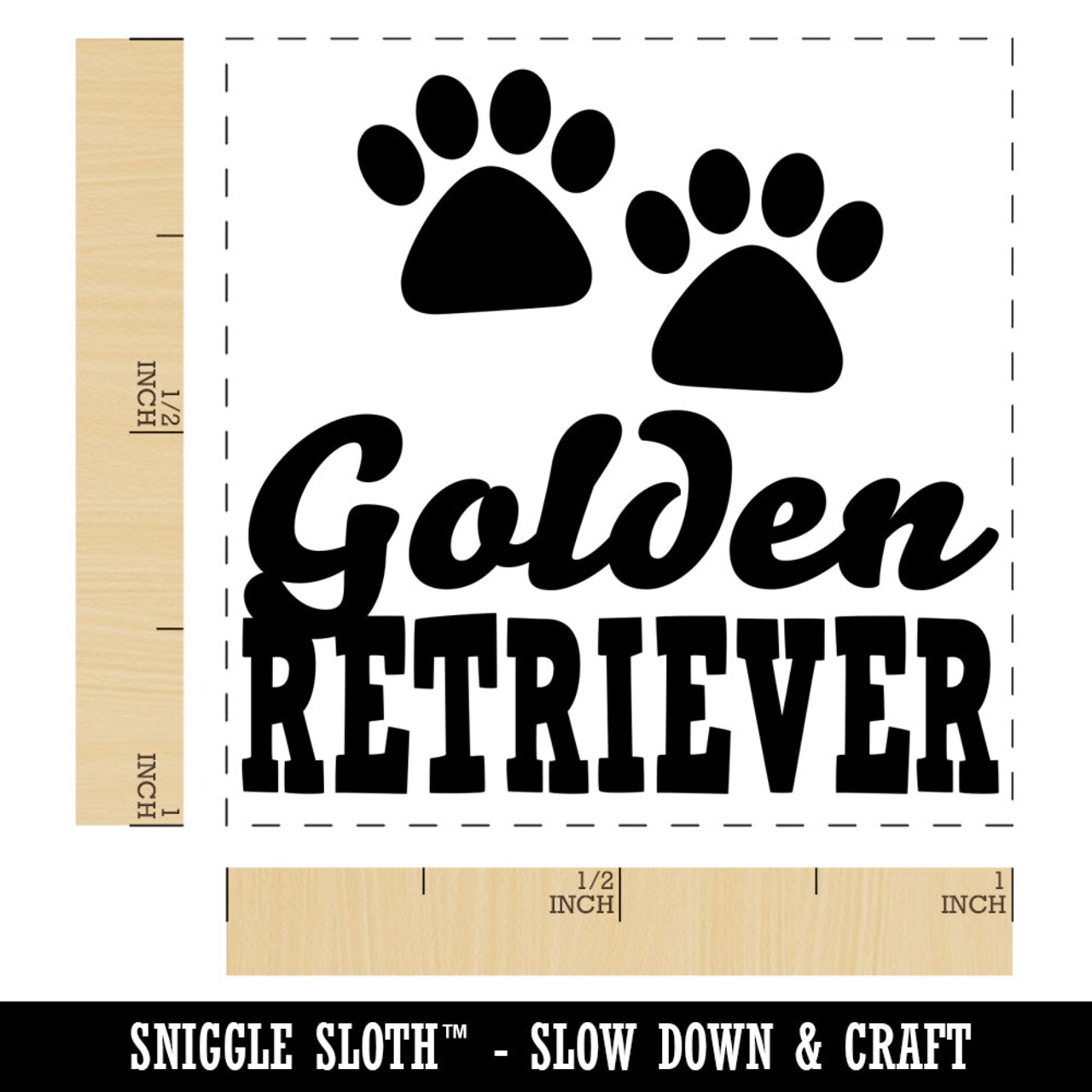 Golden Retriever Dog Paw Prints Fun Text Self-Inking Rubber Stamp Ink Stamper
